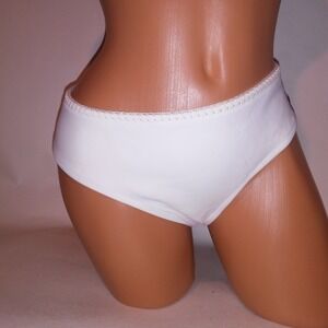 Victoria Secret Swim Bikini Bottom Large Solid White Stitched Bikini New